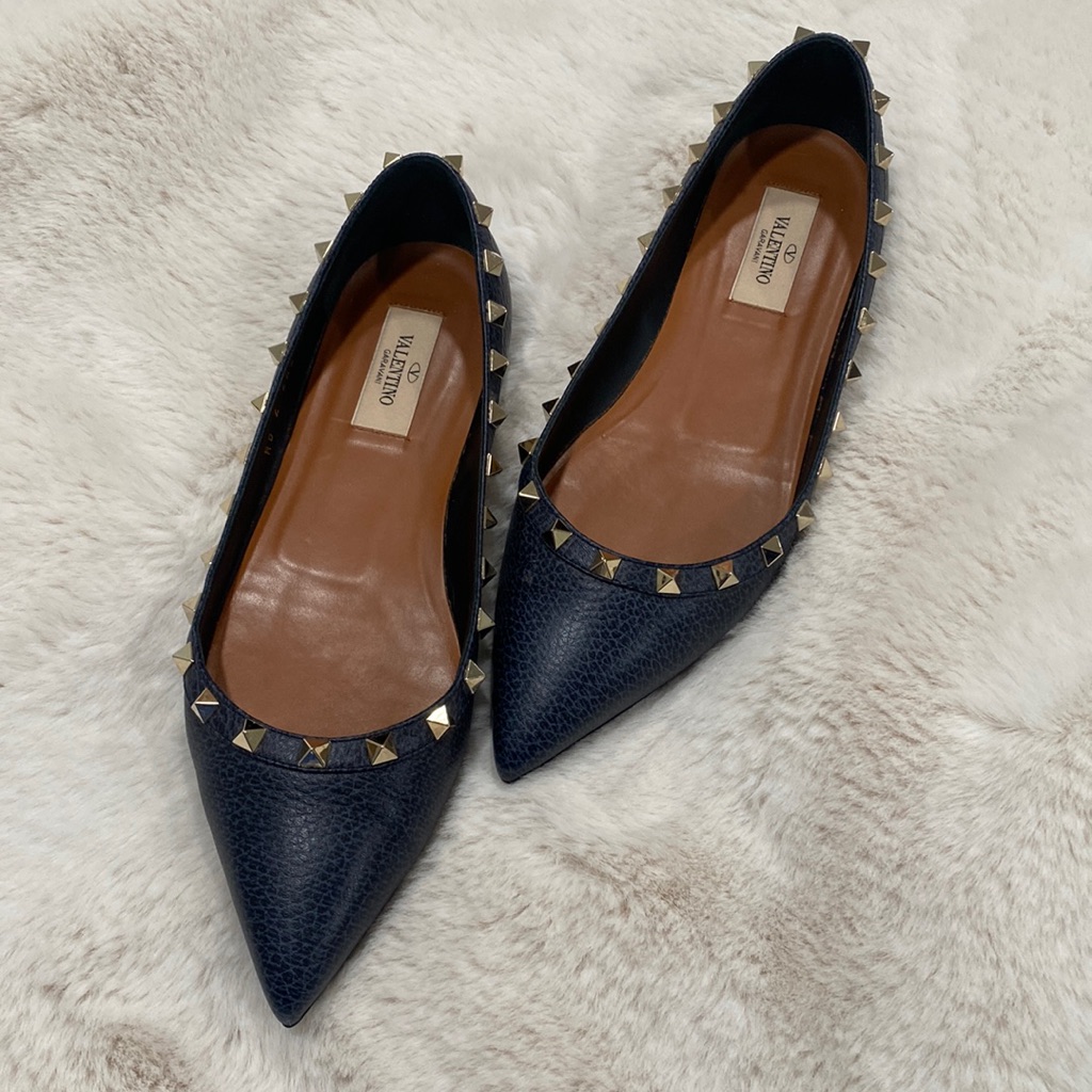 Valentino Leather Flats With Studs
